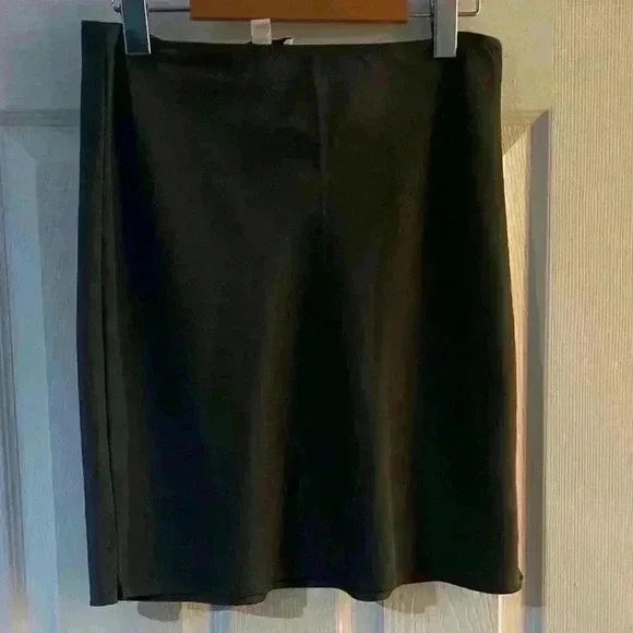 Top Shop silky green mini skirt pull on size 4 small side thigh slit - Picture 1 of 7